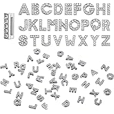 Matwsec 52PCS Silver Letter Charms 8mm A-Z Rhinestone Junk Letter Charms for Jewelry Making Alphabet Rhinestone Charm for DIY Junk Cases Wristbands Bracelets Art Crafts