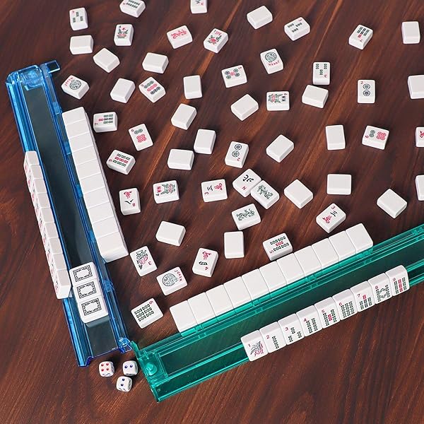 ZGME AMERICAN MAHJONG SET,166 PREMIUM WHITE TILES WITH SOFT BAG AND ACCESSORIES,4 ALL-IN-ONE MAHJONG RACKS WITH PUSHERS,COMPLETE WESTERN MAH JONGG,MAH-JONGG,MA JONG SET