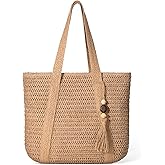 Pleneal Straw Beach Bags for Women - Women Beach Handmade Woven Tote Bag, Summer Mesh Hollow Shoulder Bag for Holiday Market