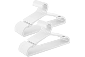 SONGMICS Clothes Hangers, Pack of 50, Plastic Hangers, with Wide Shoulder Notches, Space-Saving Coat Hangers, 16.4 Inches Wide, for Closet, Cloud White UCRP010W01