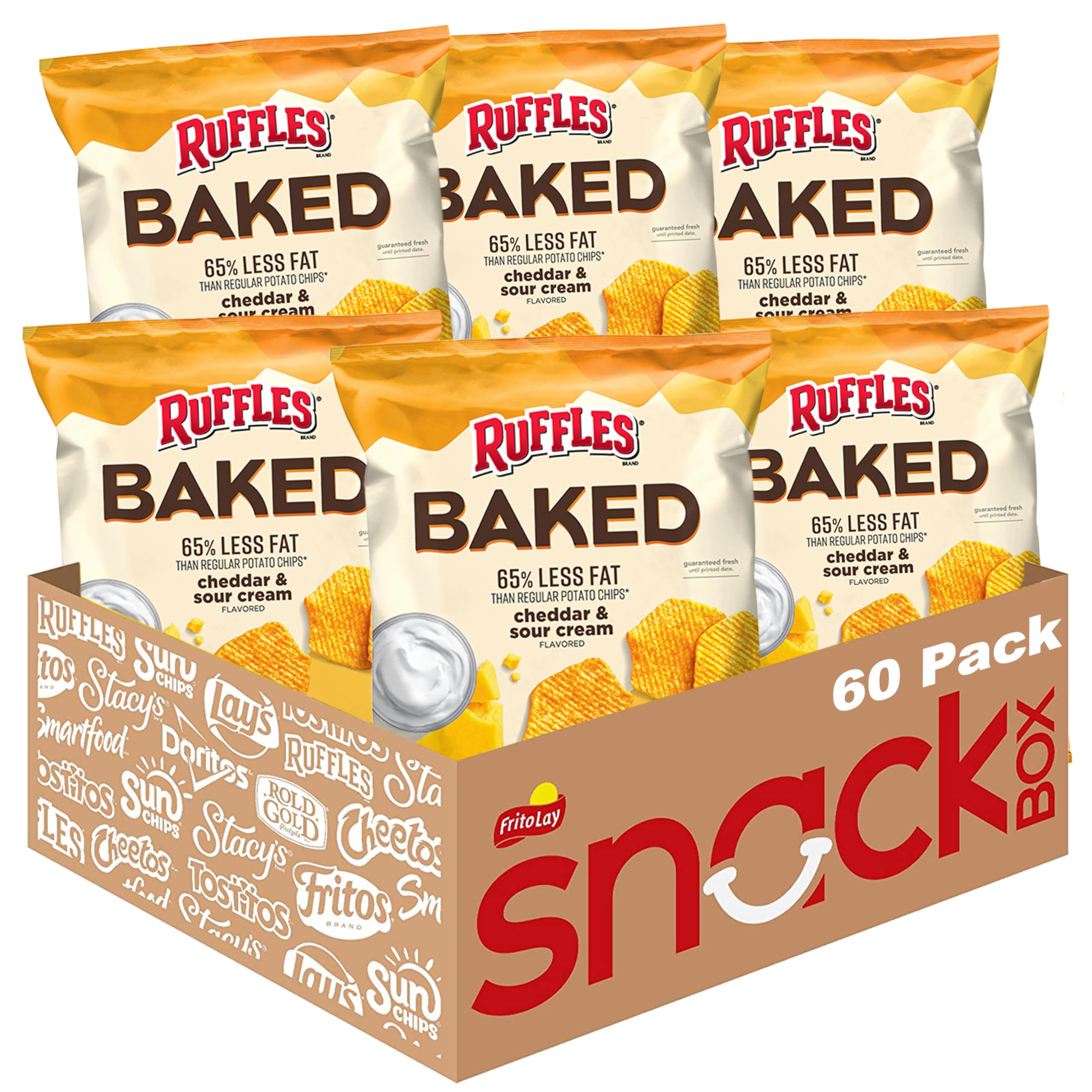 Baked, Ruffles Cheddar & Sour Cream, 0.8 Ounce (Pack of 60) Image