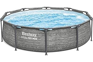 Bestway Steel Pro MAX 10' x 30" Above Ground Pool, Round Metal Frame Outdoor Swimming Pool Set with Filter Pump, Stacked Ston