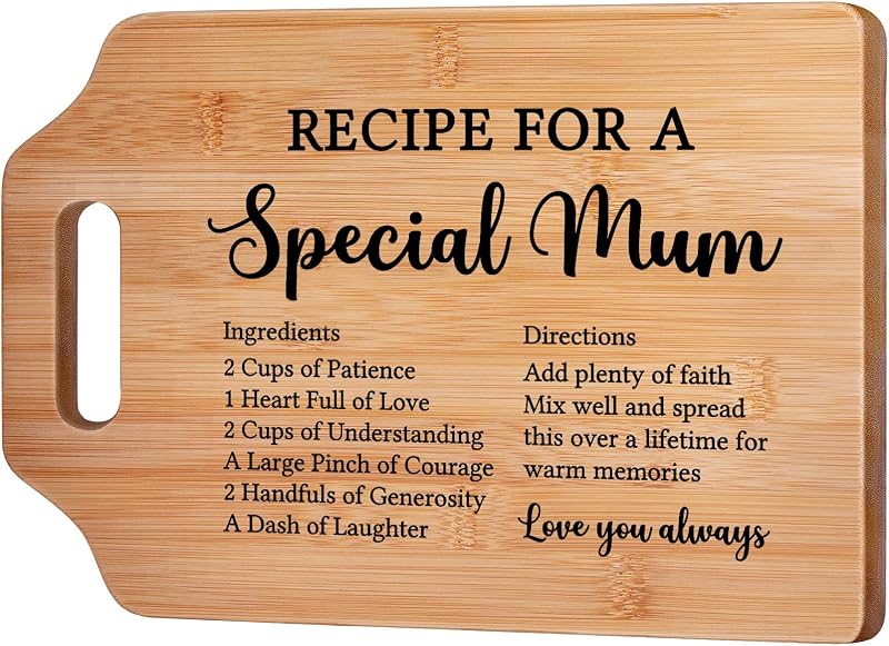 Gleevara Bamboo Cutting Board for Mum – Handmade Gift from Daughter Son