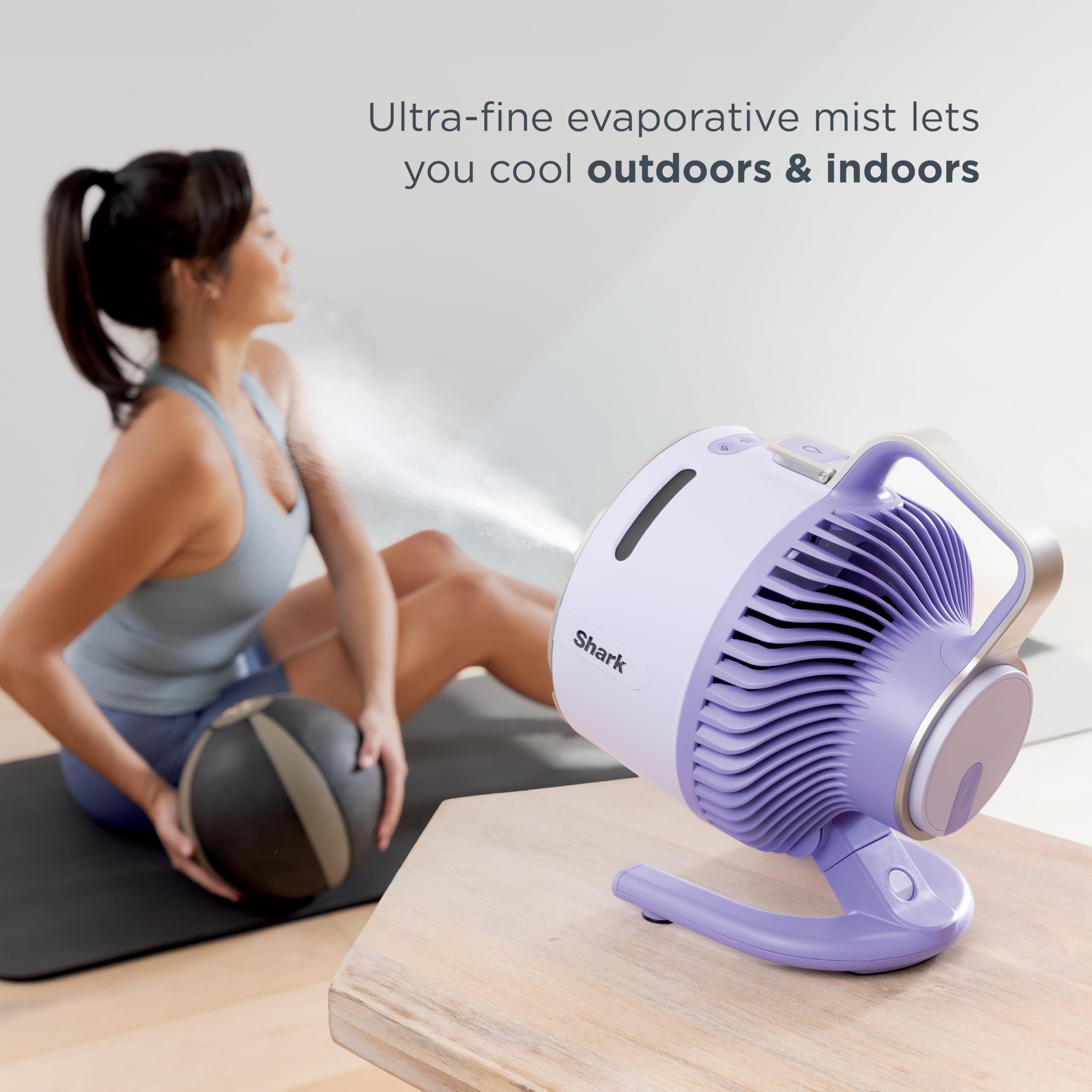 Shark FlexBreeze HydroGo Fan & Travel Bag — Ultra-powerful portable fan with indoor + outdoor evaporative mist. Corded & cordless, White, FA053BRN