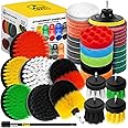 Holikme 40 Piece Drill Brush Attachment Set Scrub Pads Scouring Pads Power Scrubber Brush with Extend Long Attachment All Purpose Clean for Car Detailing，Grout, Tiles, Bathroom, Kitchen