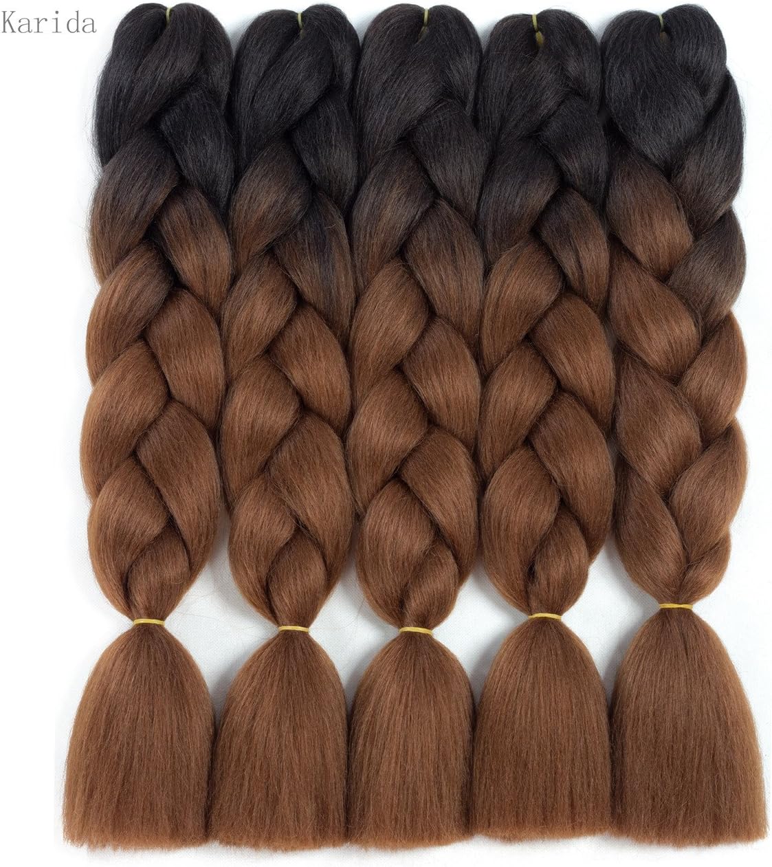 Braiding Hair 5pcs Synthetic Jumbo Braids Hair Extensions High Temperature Twist Braiding Hair by Karida (24inch, 22#-black-dark brown)