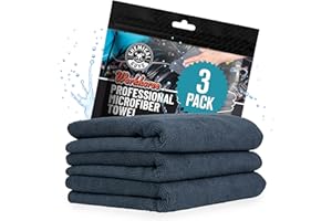 Chemical Guys Workhorse Professional Grade Microfiber Towels for Cars - Black 16x16 Inch Microfiber Cleaning Cloths for Home & Pet Drying, Soft & Scratch-Free, Washing, Drying & Cleaning, 3 Pack