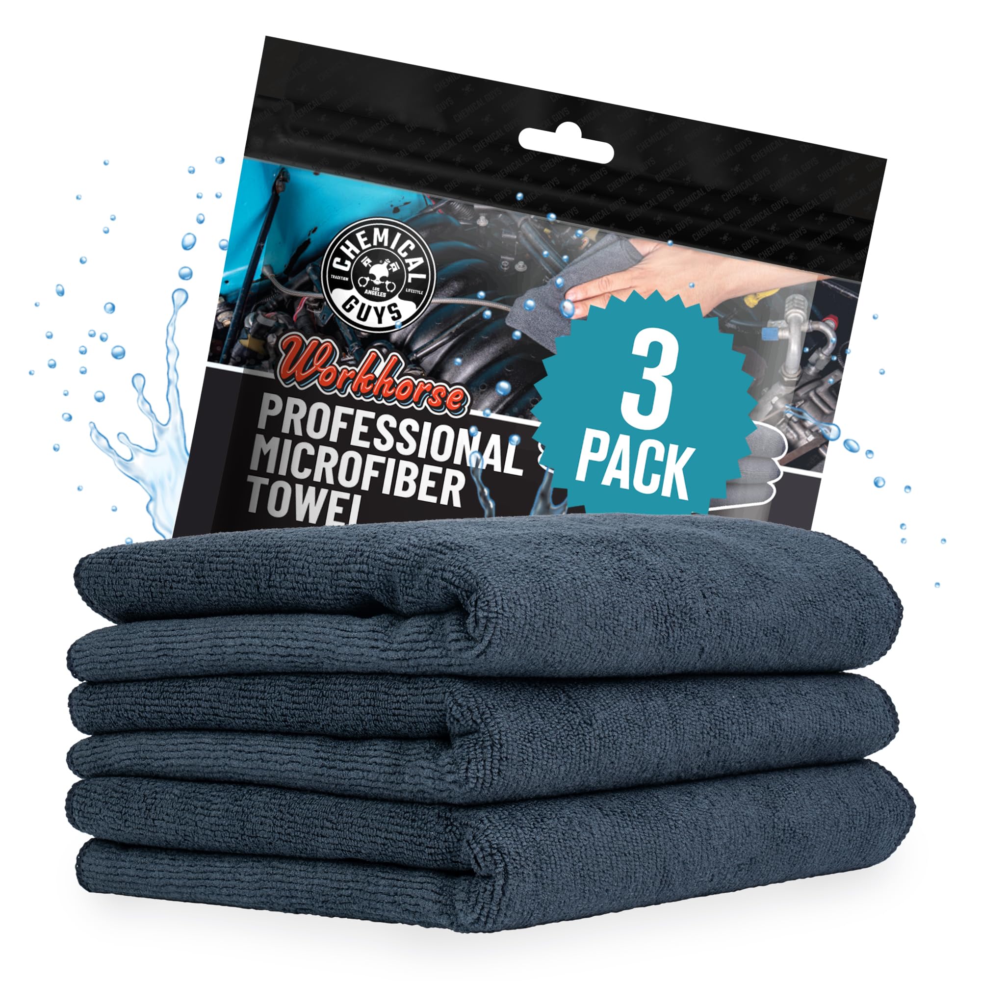 Photo 1 of *ONLY 1* Chemical Guys Workhorse Professional Grade Microfiber Towels for Cars - Black 16x16 Inch Microfiber Cleaning Cloths for Home & Pet Drying, Soft & Scratch-Free, Washing, Drying & Cleaning