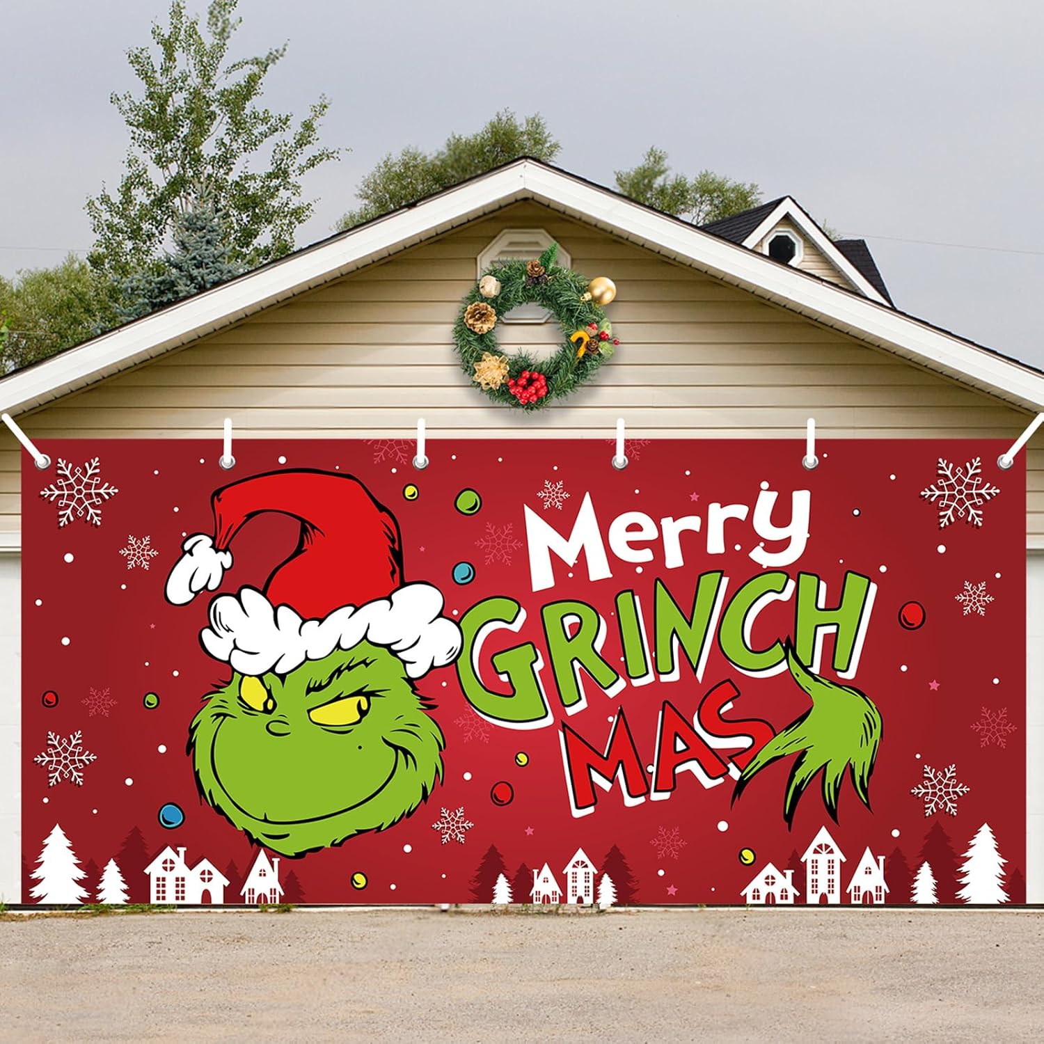 Garage Door Decorations - Christmas Garage Door Banner Decorations, 6x13 FT, Merry Christmas Banner for Garage Door Christmas Decorations, Christmas Garage Door Cover for Holiday Party Supplies, Outdoor Christmas Decorations