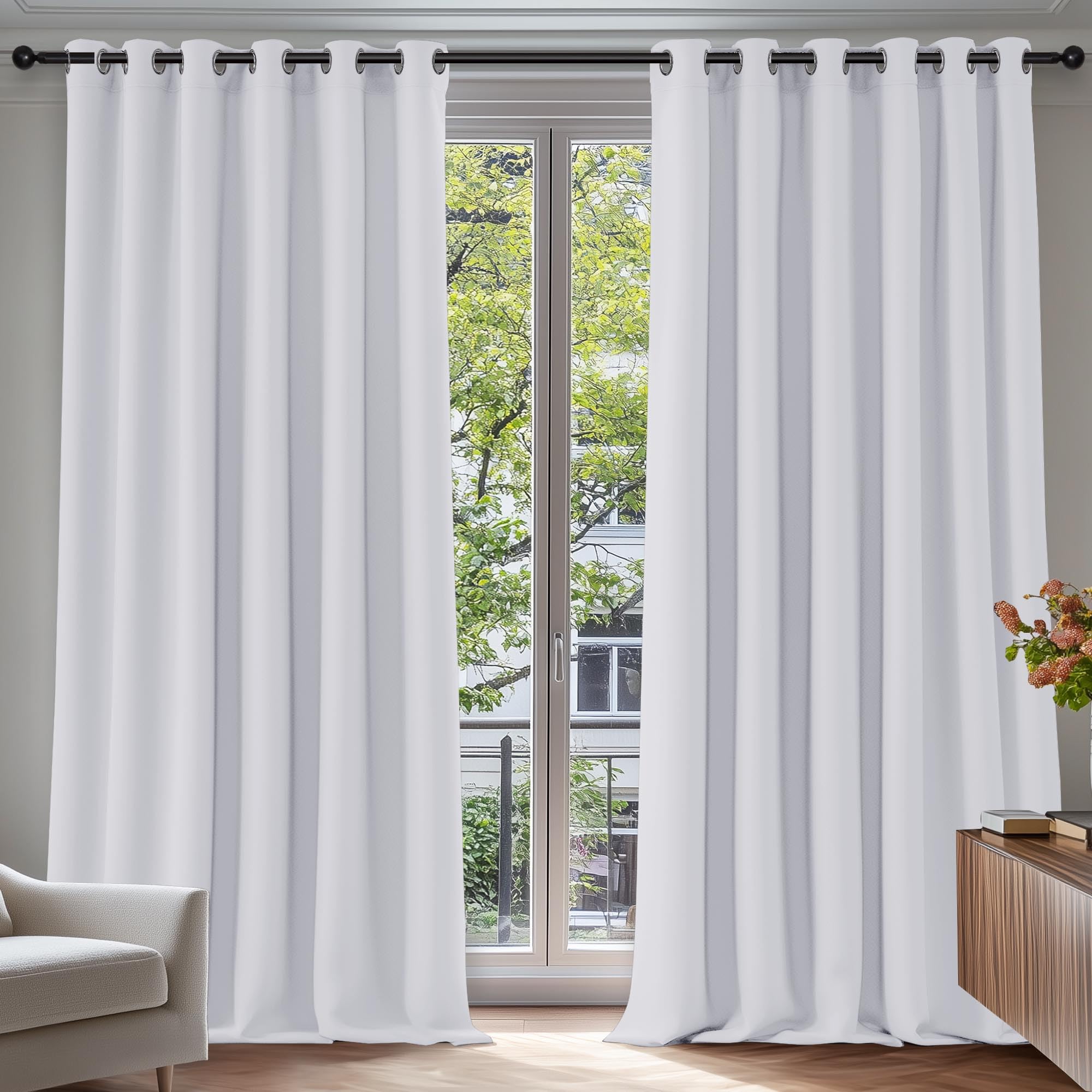 Deconovo Super Soft Solid Eyelet Thermal Insulated Blackout Curtains for Bedroom, 90" Width x72 Drop, 1 Pair, Silver Grey