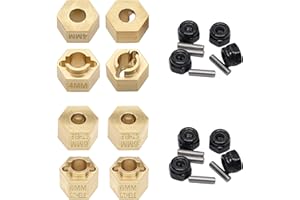 GTHELE Brass Wheel Hex Hub 4mm&6mm(+1.5mm) Extenders Adaptor Set&Lock Nuts for 1/18 TRX4M Upgrade Parts RC Crawler Car