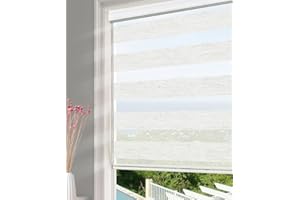 Homebox Zebra Blinds for Indoor Windows, Window Shades, Roller Window Shades Light Filtering Sheer Window Treatments Faux Linen Blinds for Kitchen Bathroom, 45" W x 72" H Cream White