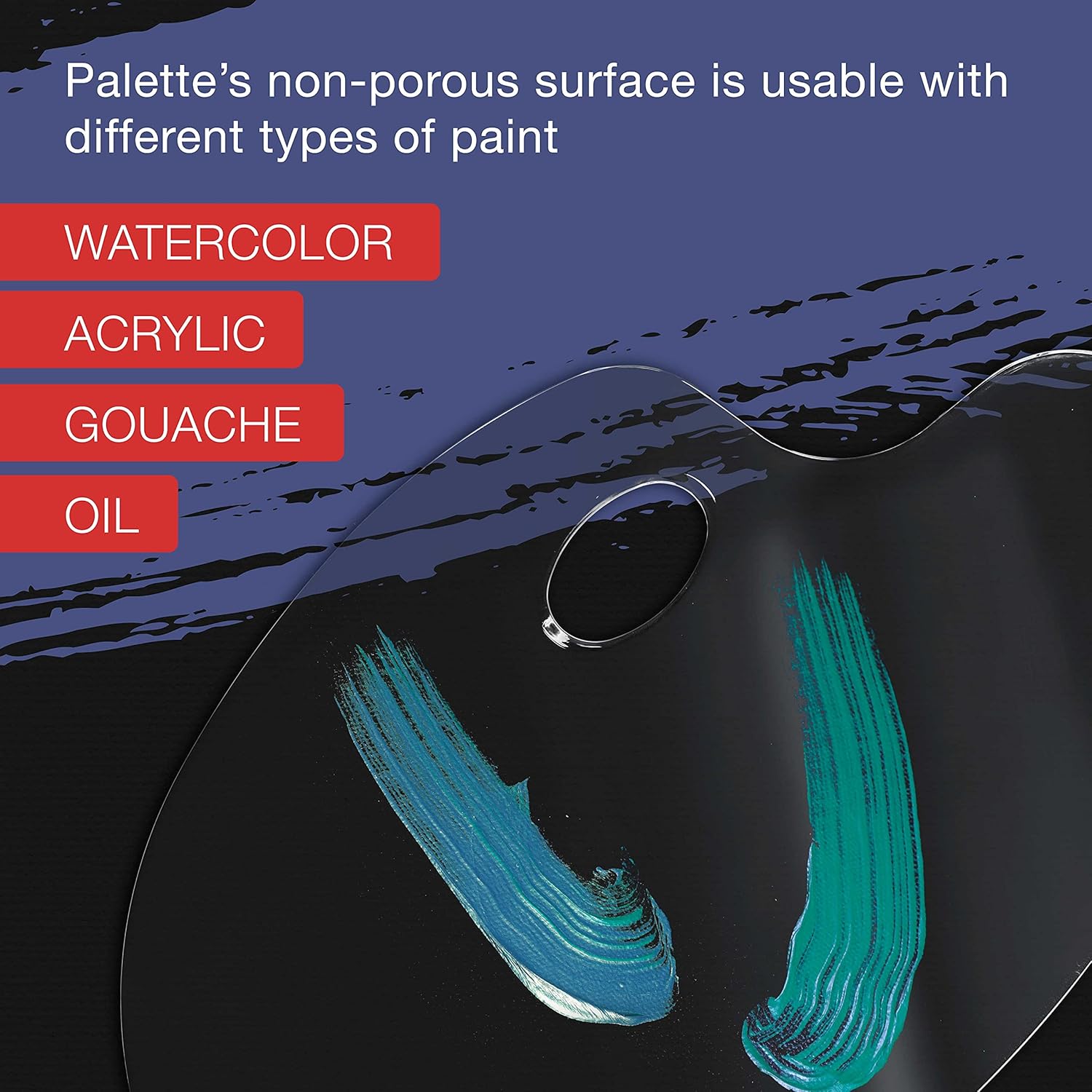 U.S. Art Supply 9.5" x 13.8" Clear Oval-Shaped Acrylic Painting Palette - Transparent Plastic Artist Paint Color Mixing Tray - Non-Stick, Easy Clean, Mix Acrylic, Oil - Adults, Kids, Students Crafts