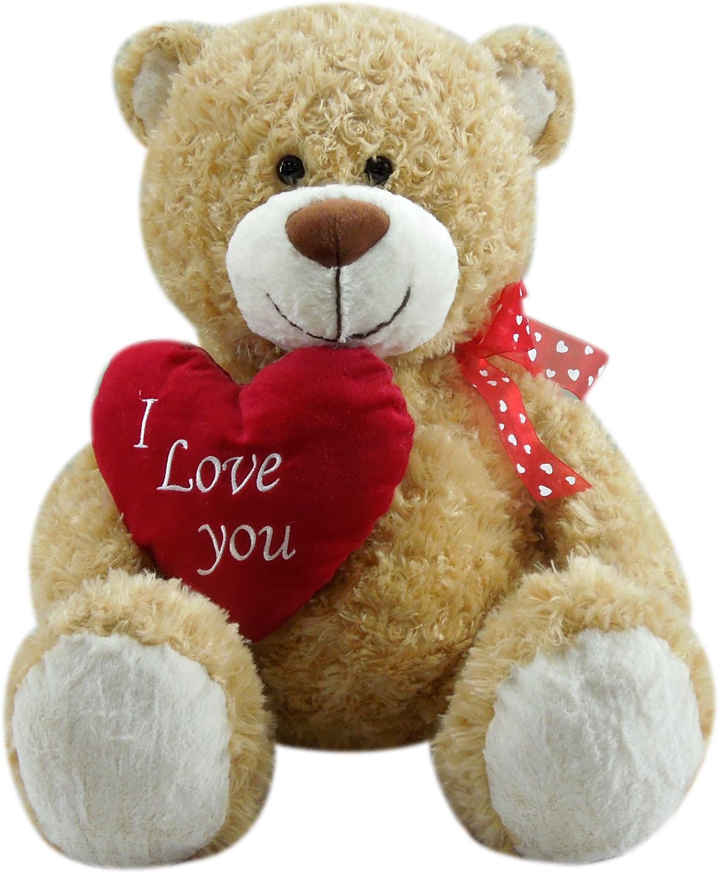 Goffa International Jumbo Beige Teddy Bear with Plush Red I Love You Heart, Perfect for Valentine's Day, Mothers Day, Anniversaries, Birthday