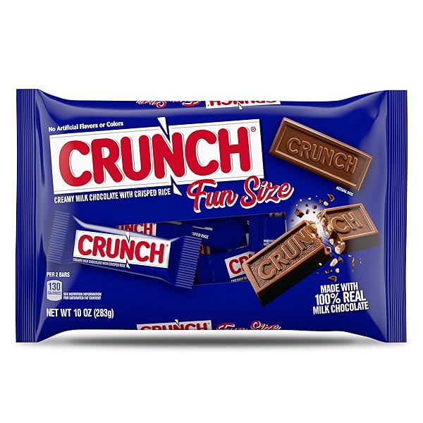 CRUNCH MILK CHOCOLATE AND CRISPED RICE, FUN SIZE CANDY BARS, 12 BAGS, 10 OZ EACH BAG