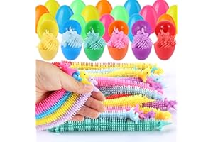 XUTENGY 18PCS Easter Eggs Basket Stuffers with Dinosaurs Stretchy Strings，Surprise Easter Egg Toy for Boys Girls Toddlers Easter Egg Fillers Gifts Party Favors