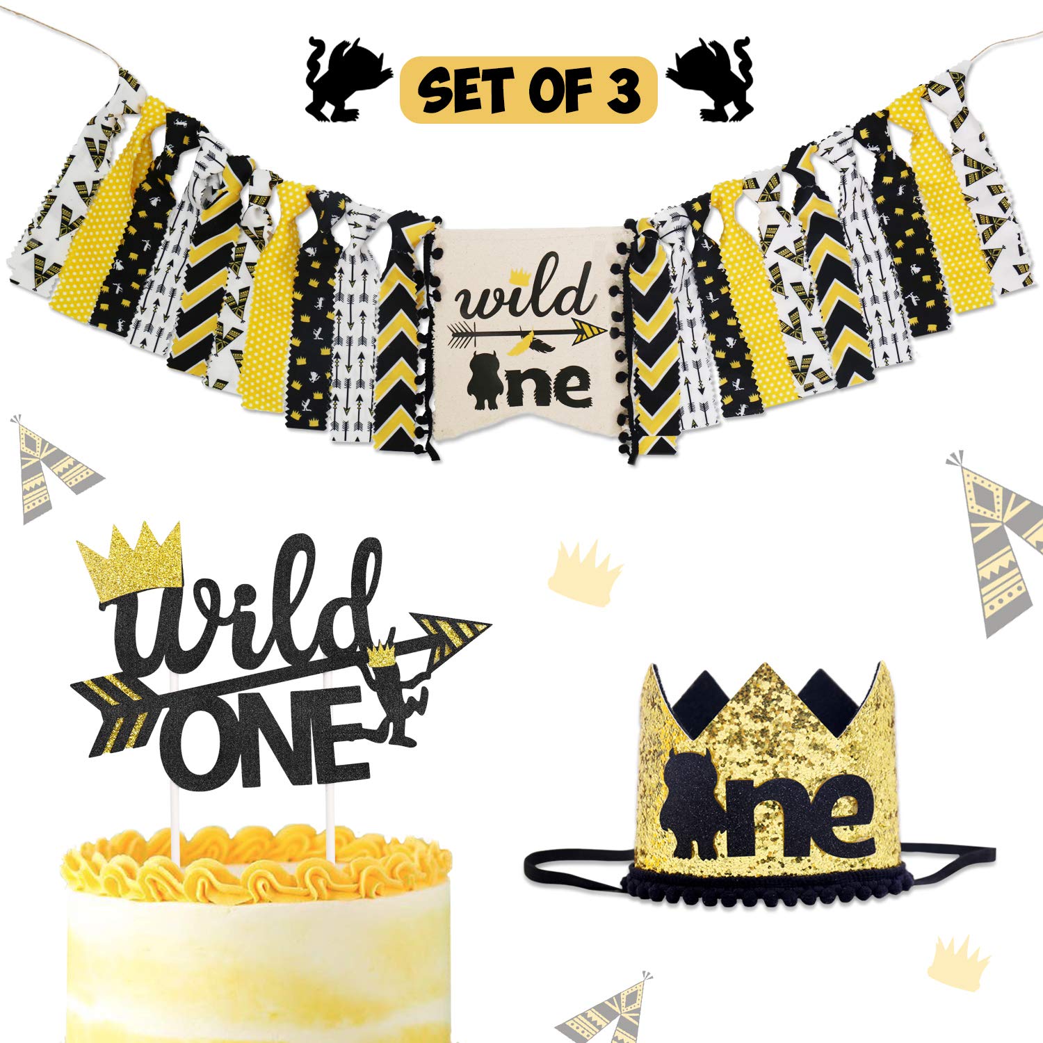 Amazon Com Wild One Birthday Decorations Set Highchair Banner