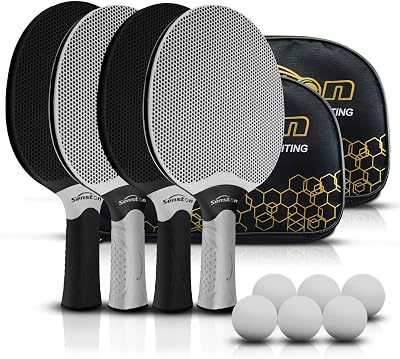 Senston Table Tennis Rackets Set Professional Ping Pong Paddle 4 Bats
