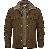 KEFITEVD Men's Corduroy Jacket Sherpa Lined Fleece Trucker Jackets Winter Coat Warm Thick Jacket for Casual Work Cargo