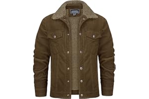 KEFITEVD Men's Corduroy Jacket Sherpa Lined Fleece Trucker Jackets Winter Coat Warm Thick Jacket for Casual Work Cargo