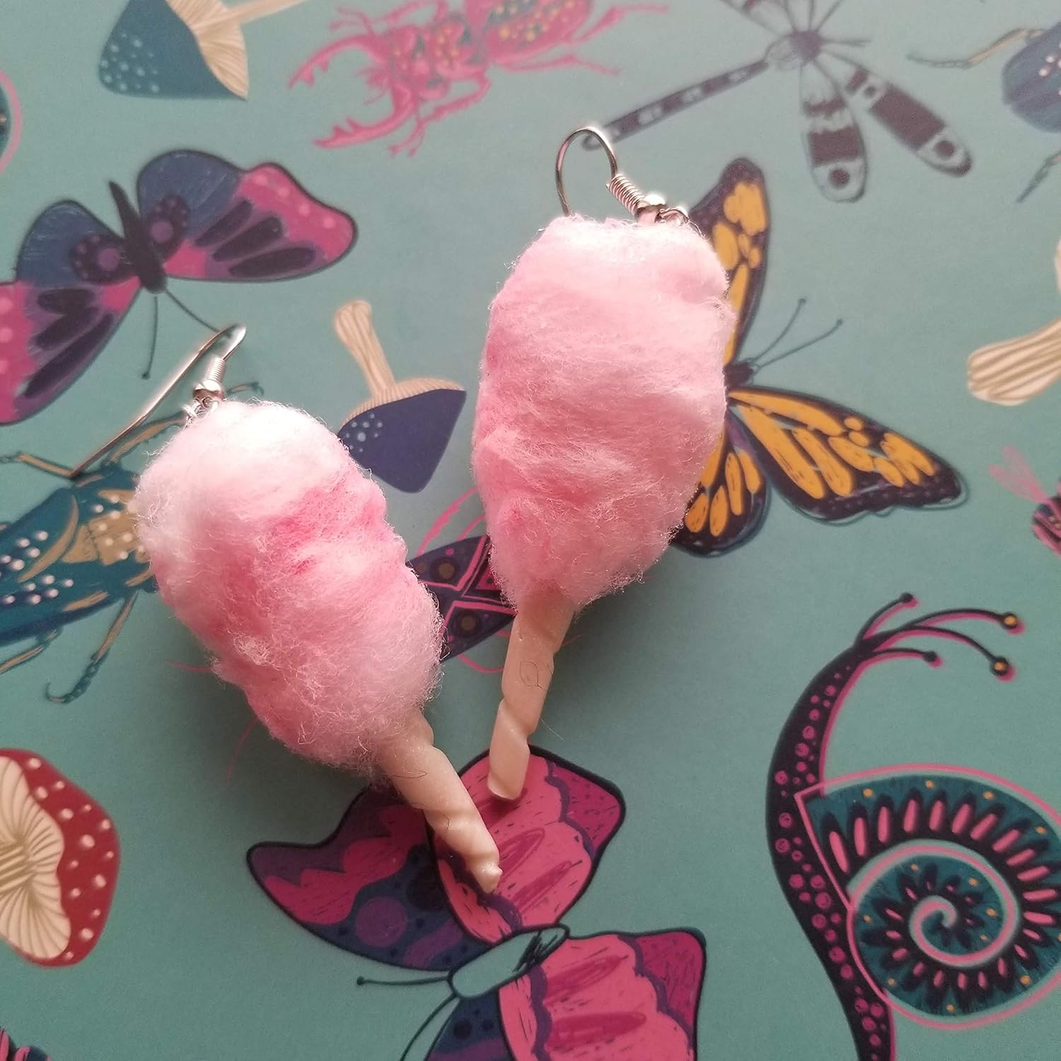 Cotton Candy Earrings Pink Handmade