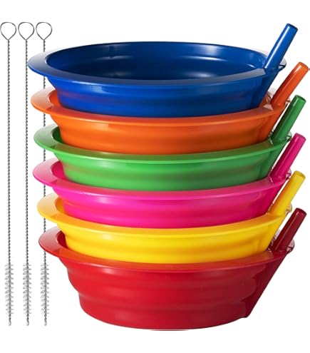 Lot De 4 Bols Avec Paille Intégrée - Enfant, Anti-Déversement, Sans BPA