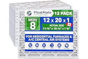 12x20x1 Furnace Filter MERV 8 Pleated Filters. Case of 12 Manufactured in Canada by FurnaceFilters.Ca