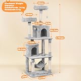 Yaheetech 179cm Cat Tree Large Multi-level with Condos Perches Hammock Light view 3