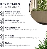 CASARIA Flower Box 4 Inner Pots Polyrattan Cream Outdoor Planter Rectangular view 8