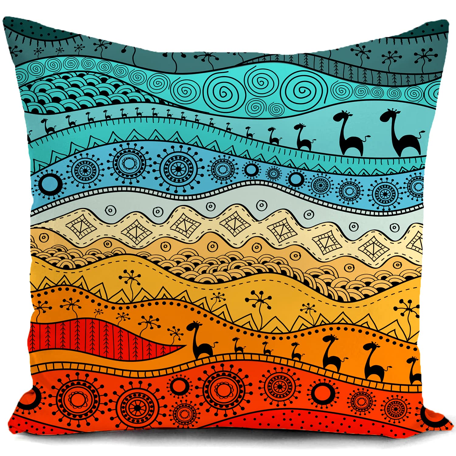 HUASHUZI Cushion Cover South African Gifts for Women Colorful African Art Ornaments Throw Pillow Tribal Ethnic Home Decor for Livingroom Couch Sofa 18"x18"(45x45cm) — image 1
