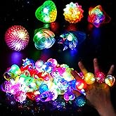 LovesTown 48PCS Light Up Rings Valentines Party Favors for Kids, 6 Styles LED Light up Rings, Glow in the Dark Party Supplies for Classroom Prizes Treats Goodie Bag Fillers, Treasure Box Toys
