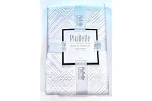 Home Goods Piubelle Piu Belle Portugal 100% Cotton-Hotel Luxury Matelasse All Season, Lightweight Quilt Coverlet Bedspread Textured Raised Patterns (Queen (U.S. Standard), Cassandra), White