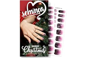 SEMINCA Semi Cured Gel Nail Strips-Christmas Semi Cured Gel Nail Strips Holiday Press On Manicure Kit with Festive Glitter and Shine Designs,Works with Any UV/LED Lamps (Wine Twilight Gradient)