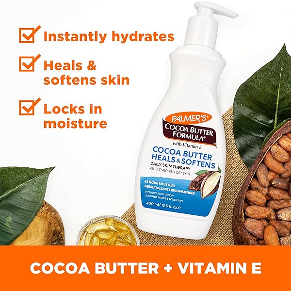 PALMER’S COCOA BUTTER FORMULA DAILY SKIN THERAPY COCOA BUTTER BODY LOTION FOR DRY SKIN, HAND & BODY MOISTURIZER, PUMP BOTTLE, 13.5 OZ (PACK OF 1)