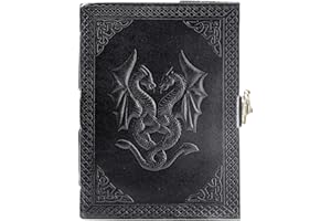 Handmade Leather Double Dragon Journal/Writing Notebook Diary/Bound Daily Notepad for Men & Women Unlined Paper Medium, Writi