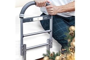 Lunderg Bed Assist Rail for Seniors with Motion-Activated Light & Non-Slip Grab Bar - Easy to Install Bed Rails for Elderly Adults Safety & Post-Surgery - Helps Reduce Falls & Support Independence