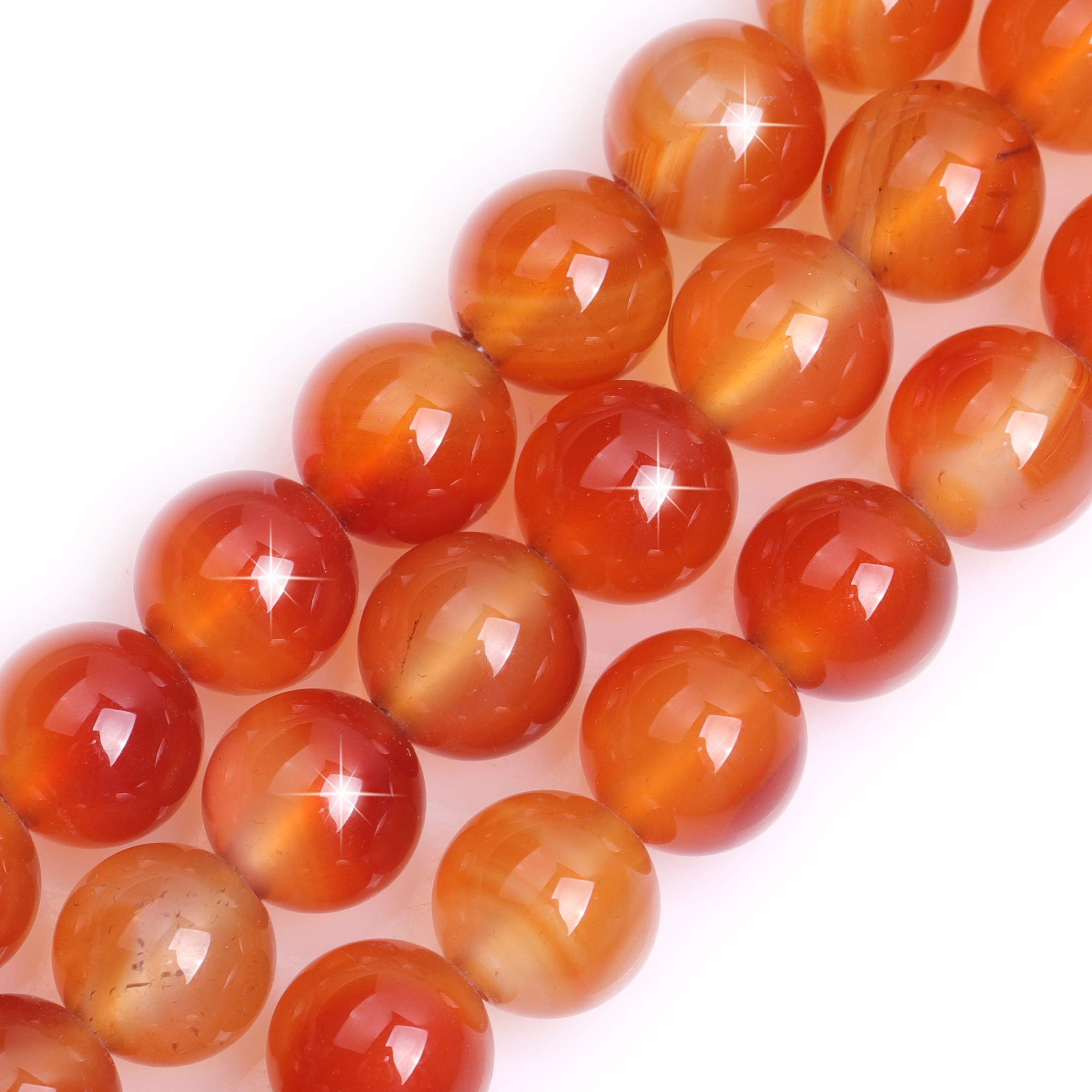 Natural Red Carnelian Agate Gemstone Semi Precious Round 10mm Loose Beads for Jewellery Making DIY Bracelet Necklace Crafts 15''
