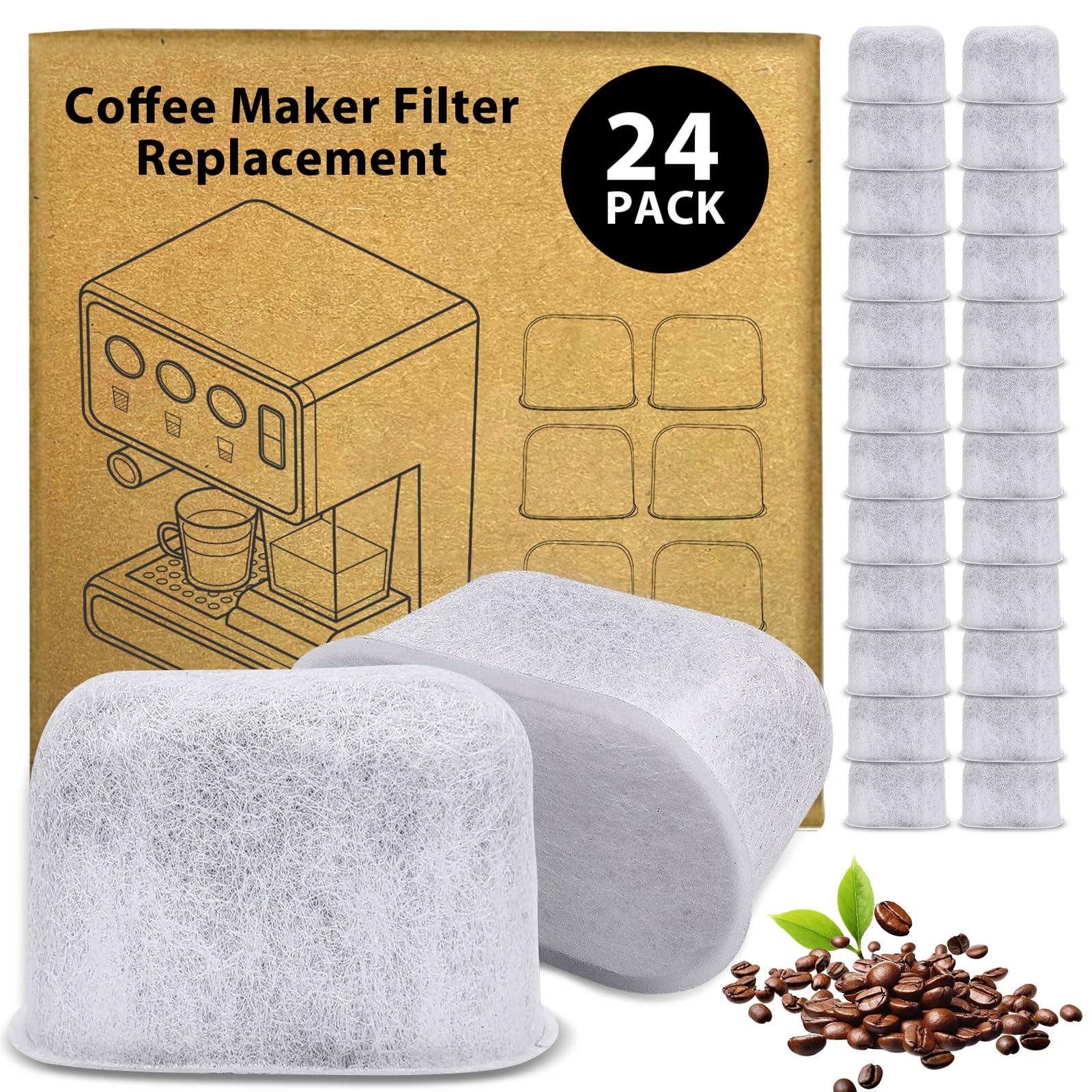 Photo 1 of 24 Pack Coffee Maker Filter Replacement for Cuisinart Coffee Machines – Activated Charcoal Water Filters to Improve Coffee Taste & Water Quality – Compatible with All Cuisinart Models
