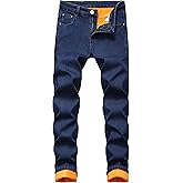 GUNLIRE Men's Thermal Fleece Lined Jeans Winter Slim Fit Thicken Stretch Warm Denim Pants
