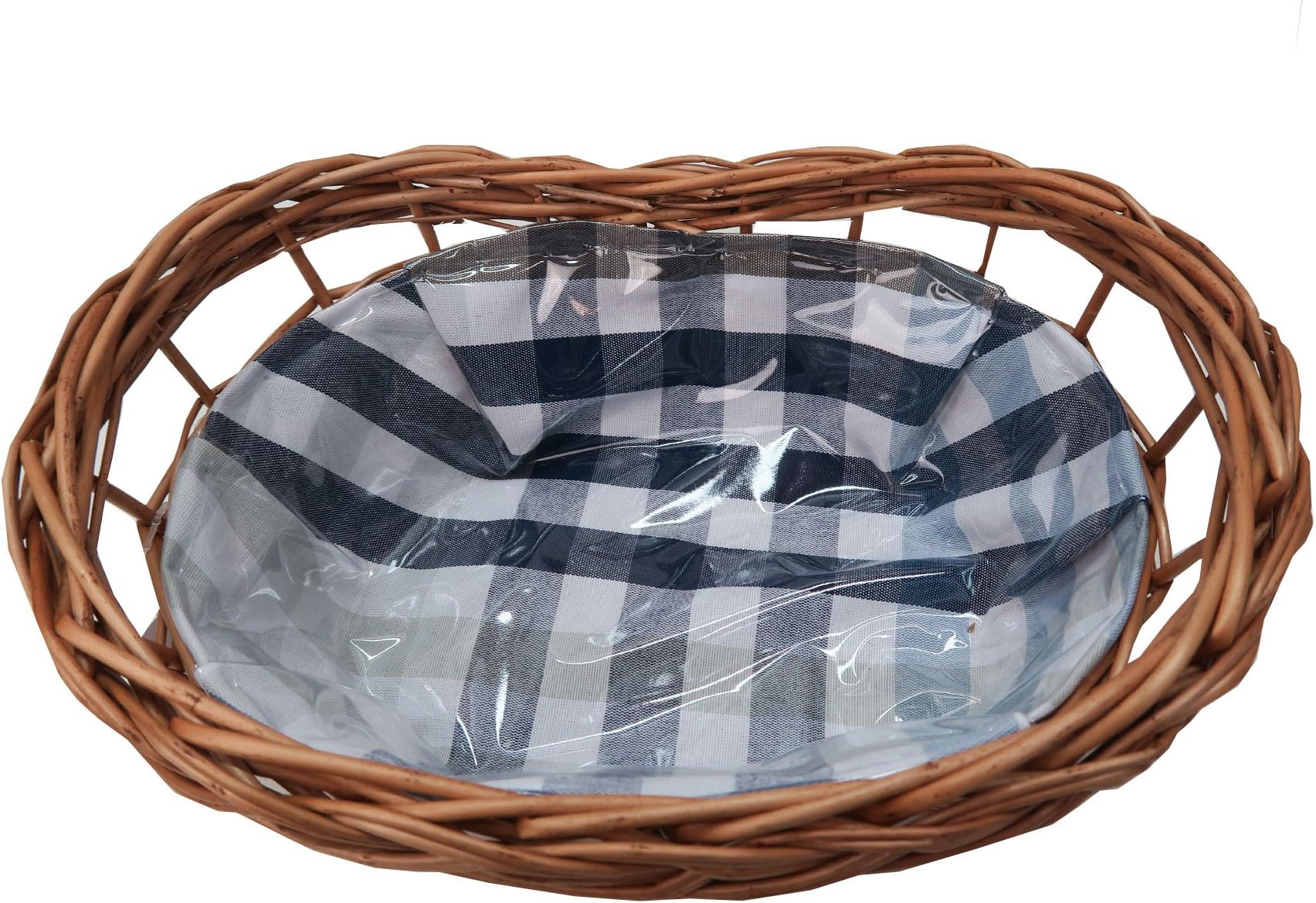 Bread Basket Willow Cottage Style Blue Beige Brown Check 20 x 29 cm