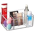 Amazing Abby - Glamour - Acrylic 5-Compartment Makeup Organizer, Transparent Plastic Beauty Supply Holder, Perfect Bathroom Vanity Storage Solution for Makeup Palettes, Makeup Brushes, and More