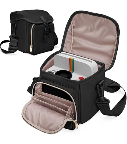 Custodia Vintage HelloHelio Per Polaroid Now+/OneStep+ - Pelle Sintetica, Tracolla Regolabile - Marrone