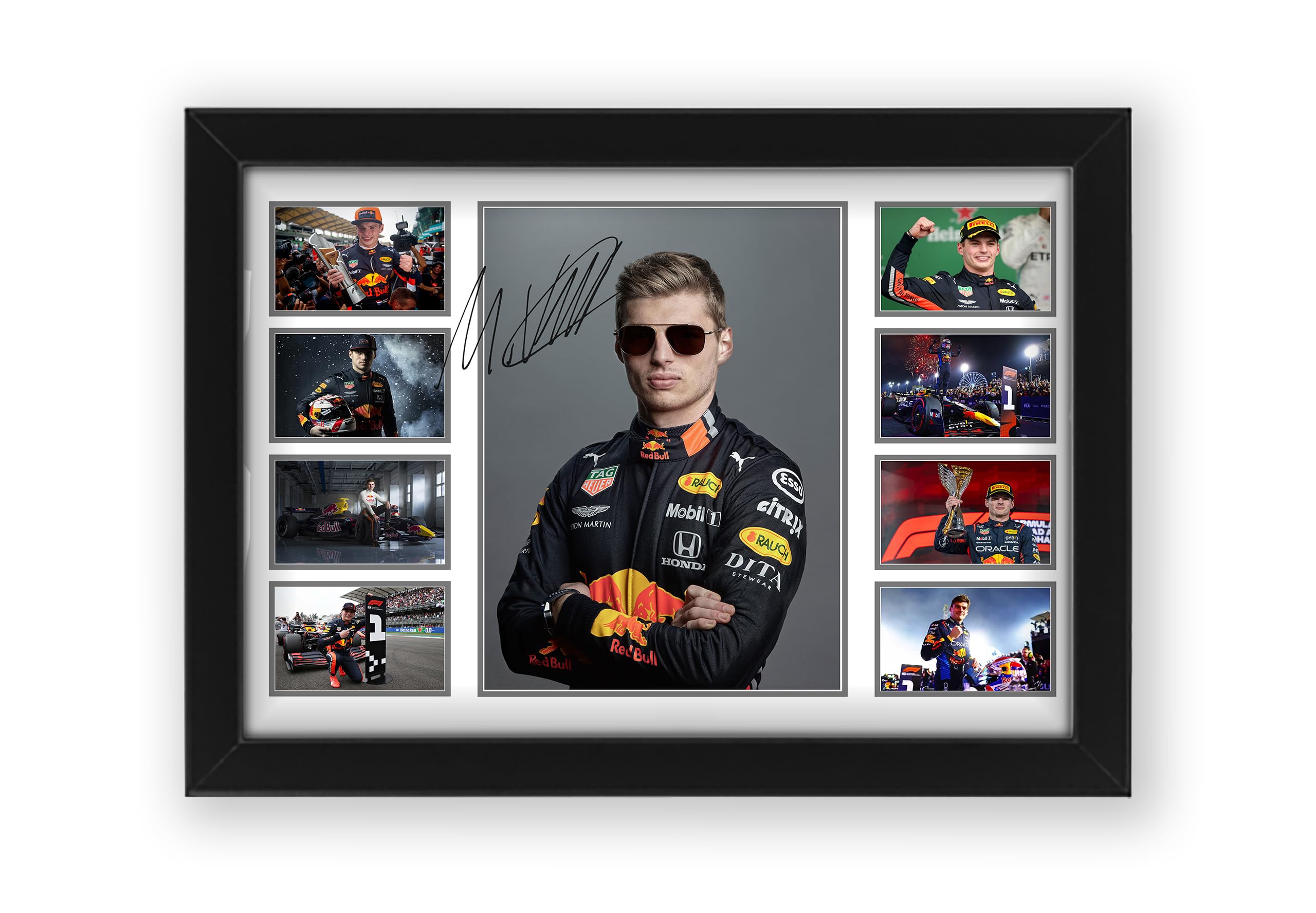 Max Verstappen Signed Poster Print- Limited Edition Autograph Fan Gift – Collectible Memorabilia Merchandise (Framed A3 (30x40cm))