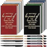 Ireer 10 Sets Employee Appreciation Gifts A6 PU Leather Notebooks with Pens Thank You Inspirational Journal Valentines Gift for Coworker Team Teacher Office Staff(May You Be Proud,Classic)