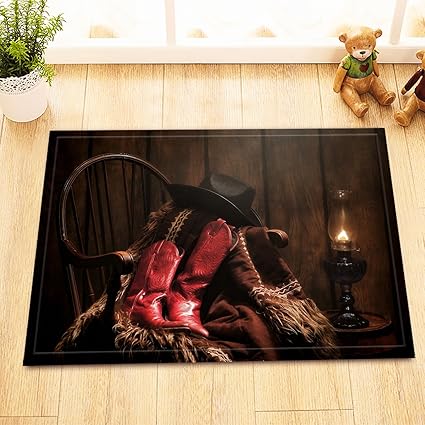 Amazon Com Lb Western Cowboy Hat Boots In Rustic Farm House