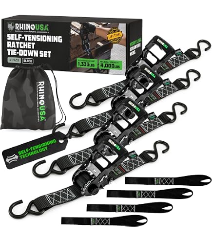 STRAPINNO Retractable Ratchet Tie-Down Strap – 1.5" X 20 Ft, 6,600 Lbs Breaking Strength, Double-J Hooks & D-Rings, Tangle-Free (1-Pack)