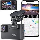 Kingslim D1 pro Dual Dash Cam 4K Record Inside - Front and Inside Dash Camera GPS WiFi for Cars Uber Truck, Dashcam with Infr