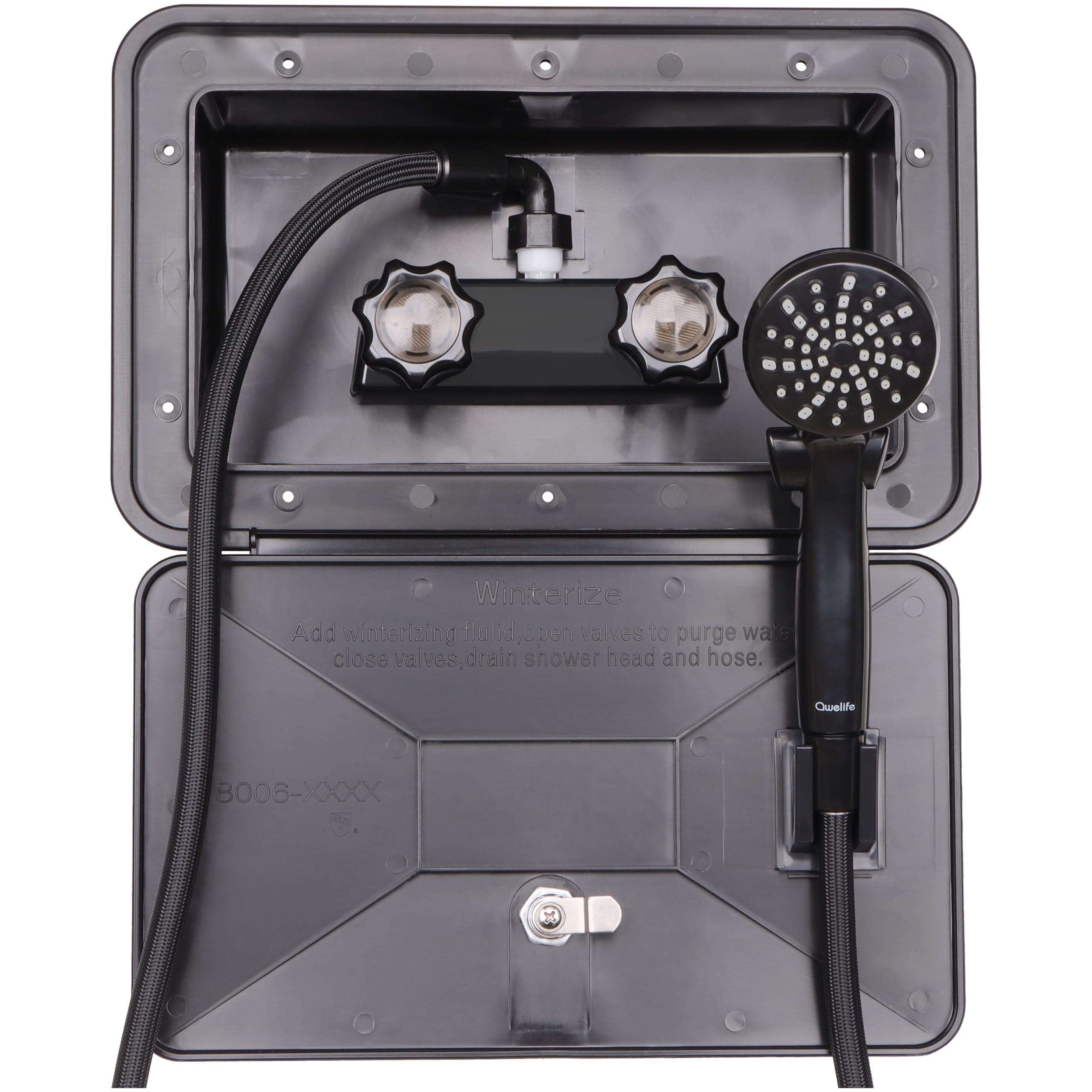 Photo 1 of Awelife RV Outdoor Shower Exterior Shower Box Kit for RV, Camper, Van, Travel Trailer, Motorhome and Boat, Black