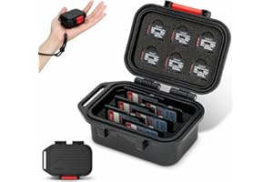 12 Slots Portable Memory Card Case,IP67 Waterproof Travel Camera SD MicroSD Memory Card Holder Storage Carrying Case for 6 SD