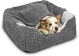 JOEJOY Rectangle Dog Bed Hooded Cave Cushion Large Pet Bed 76x61x23 cm